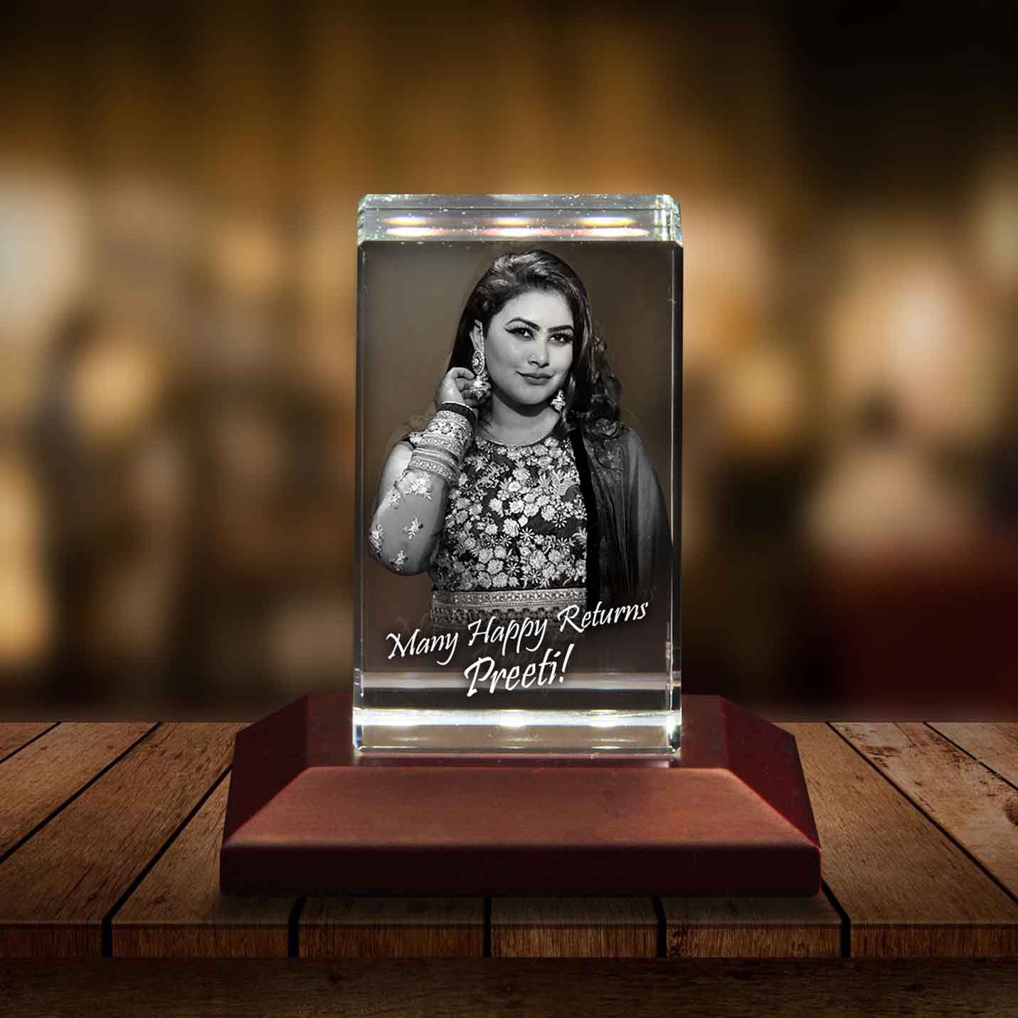 Personalised 3D Crystal Birthday Gift for Daughter (50x80x50mm)