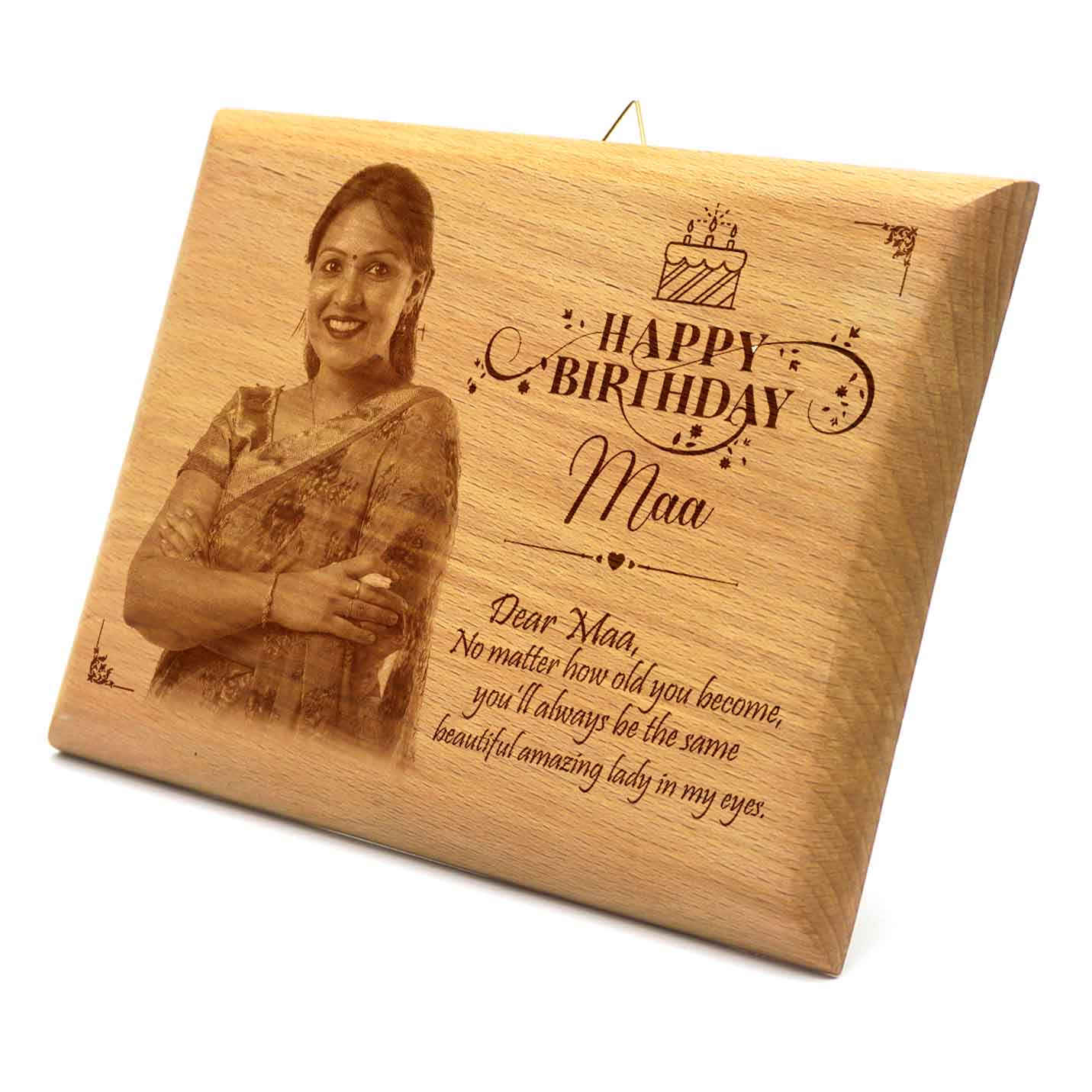Wooden Photo Frame Personalised for Mother Birthday (15”x9”)